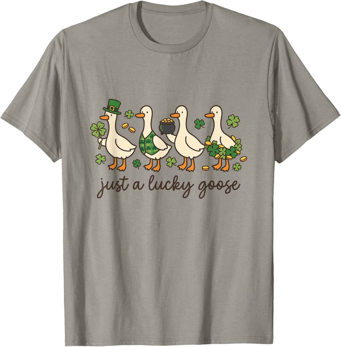 Just A Lucky Goose St Patrick's Day Irish Silly Goose Lover T-Shirt - T-Shirt | Sand