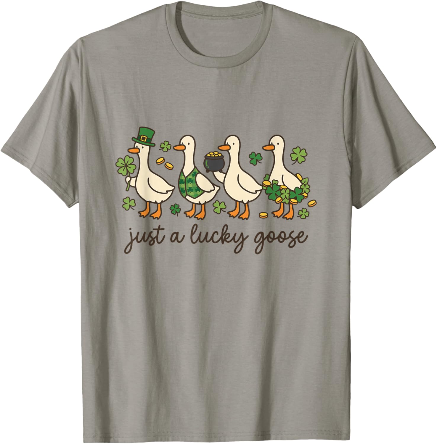 Just A Lucky Goose St Patrick's Day Irish Silly Goose Lover T-Shirt - T-Shirt | Sand