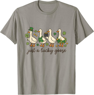 Just A Lucky Goose St Patrick's Day Irish Silly Goose Lover T-Shirt - T-Shirt | Sand