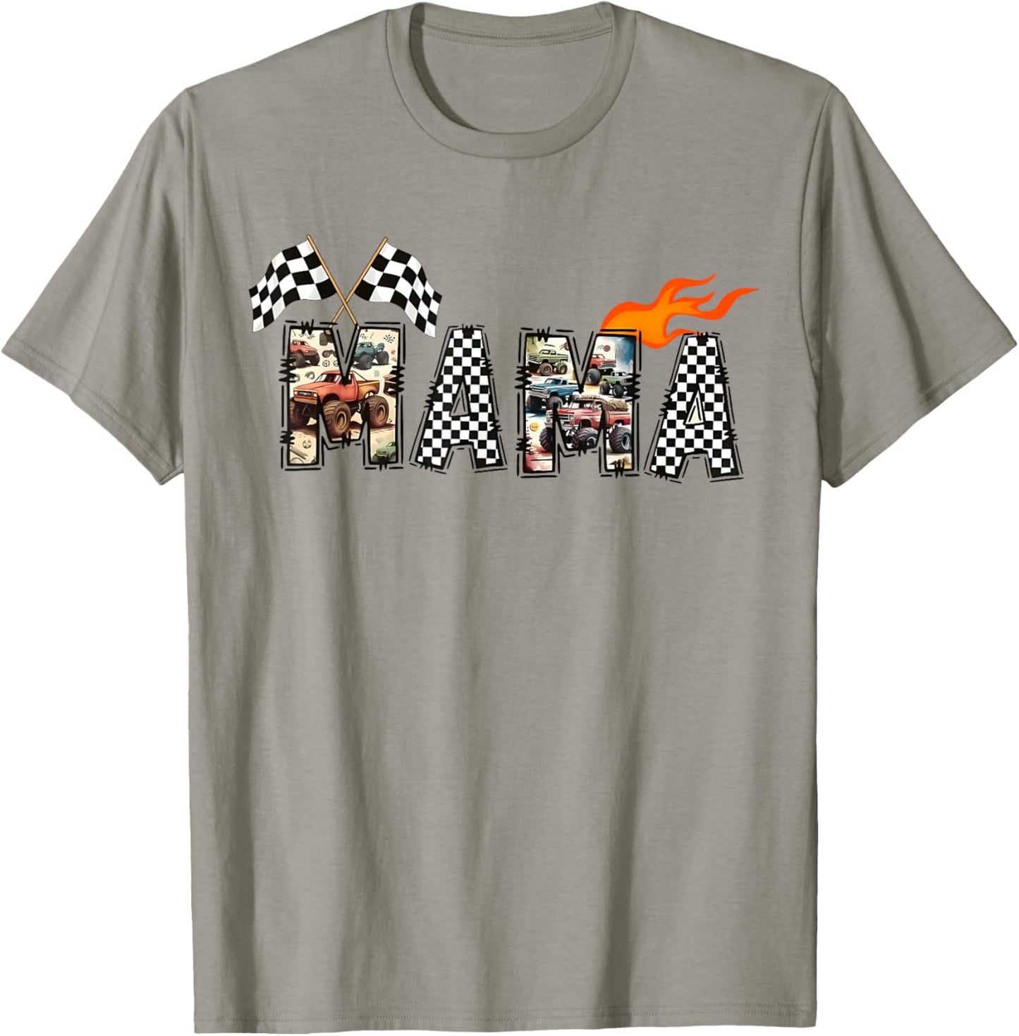 Mama Retro Monster Truck Family Crew Birthday Matching T-Shirt - T-Shirt | Sand