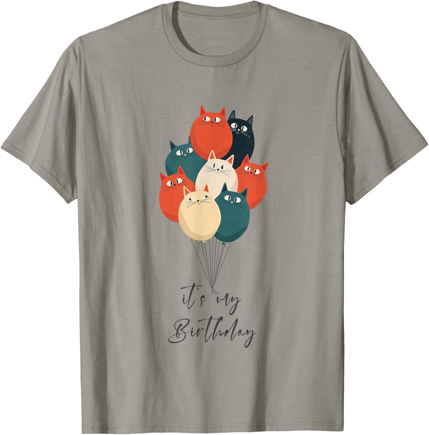Funny It's My Birthday with Balloons Cats T-Shirt - T-Shirt | Sand