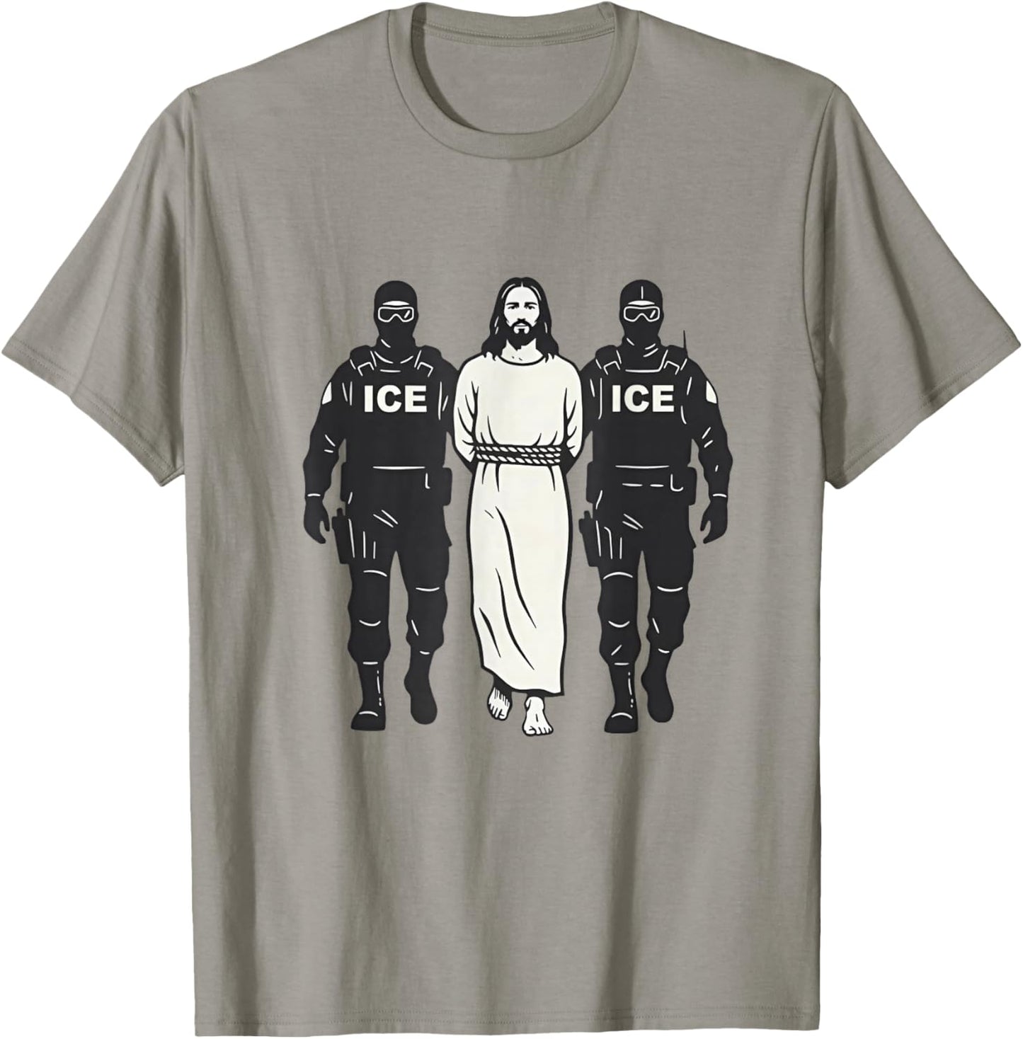 Anti ICE Jesus Arrested Parody T-Shirt - T-Shirt | Sand