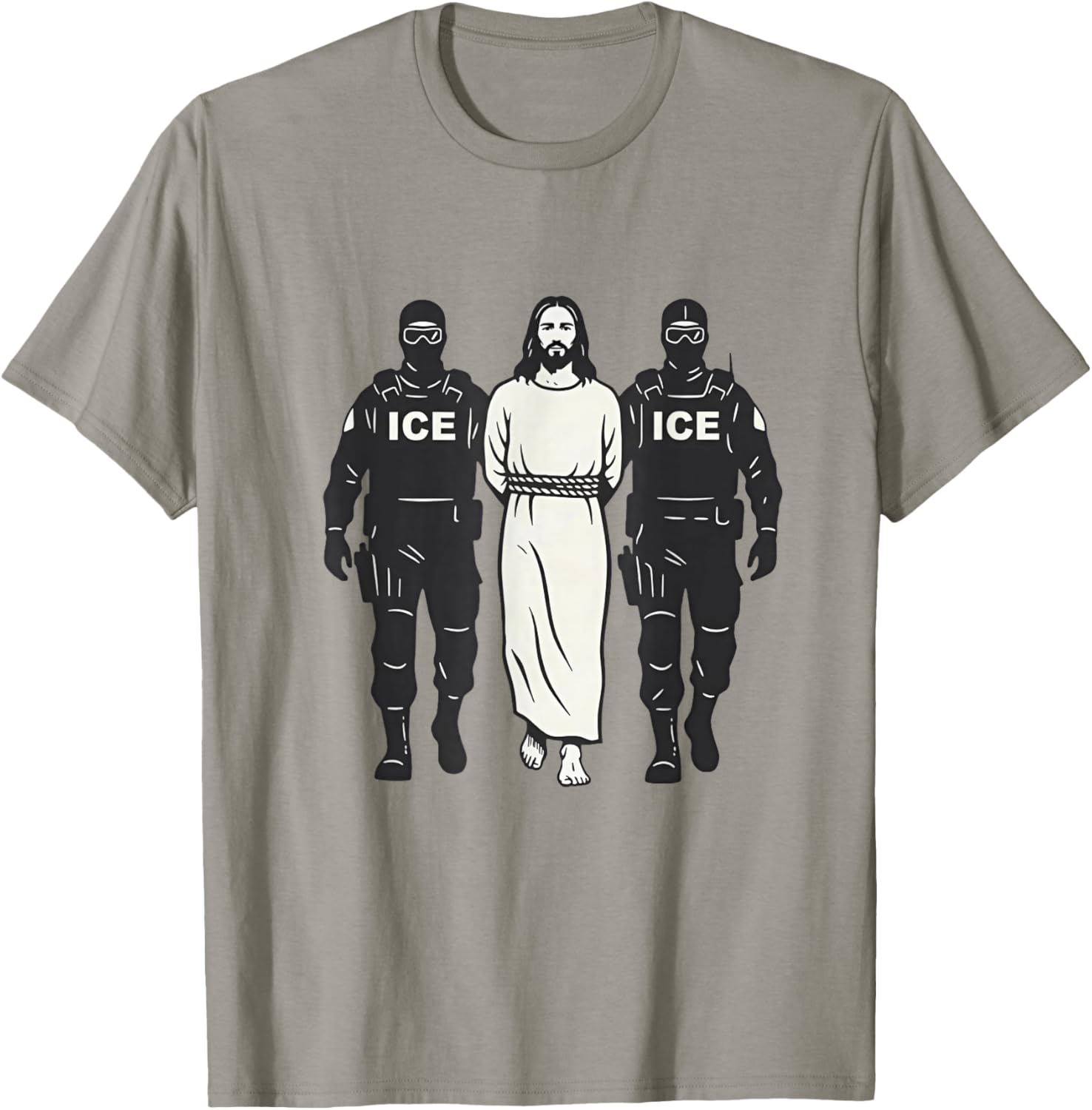 Anti ICE Jesus Arrested Parody T-Shirt - T-Shirt | Sand