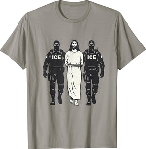 Anti ICE Jesus Arrested Parody T-Shirt - T-Shirt | Sand