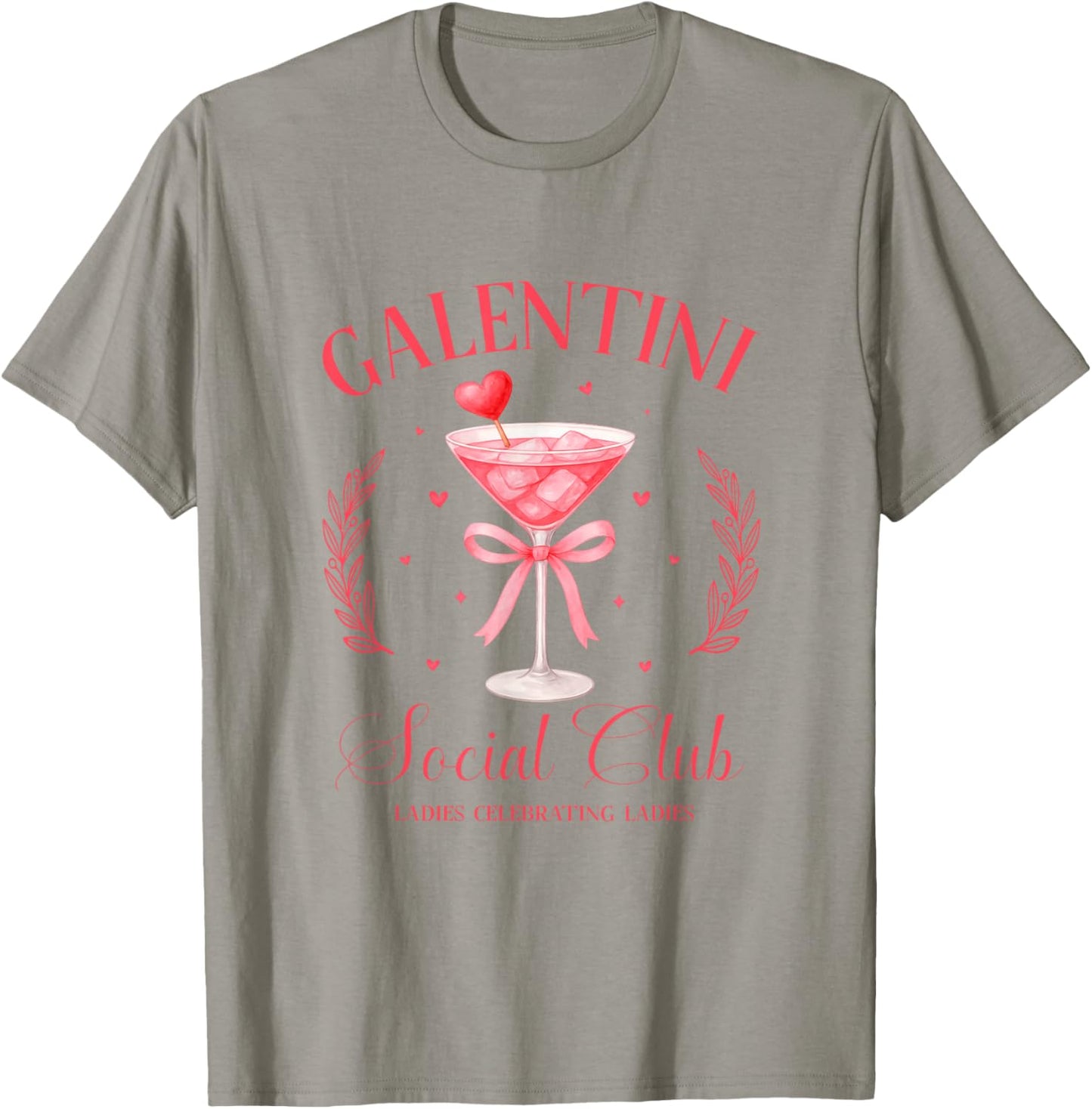 Funny Preppy Galentine’s Gift, Galentini Martini Social Club T-Shirt - T-Shirt | Sand