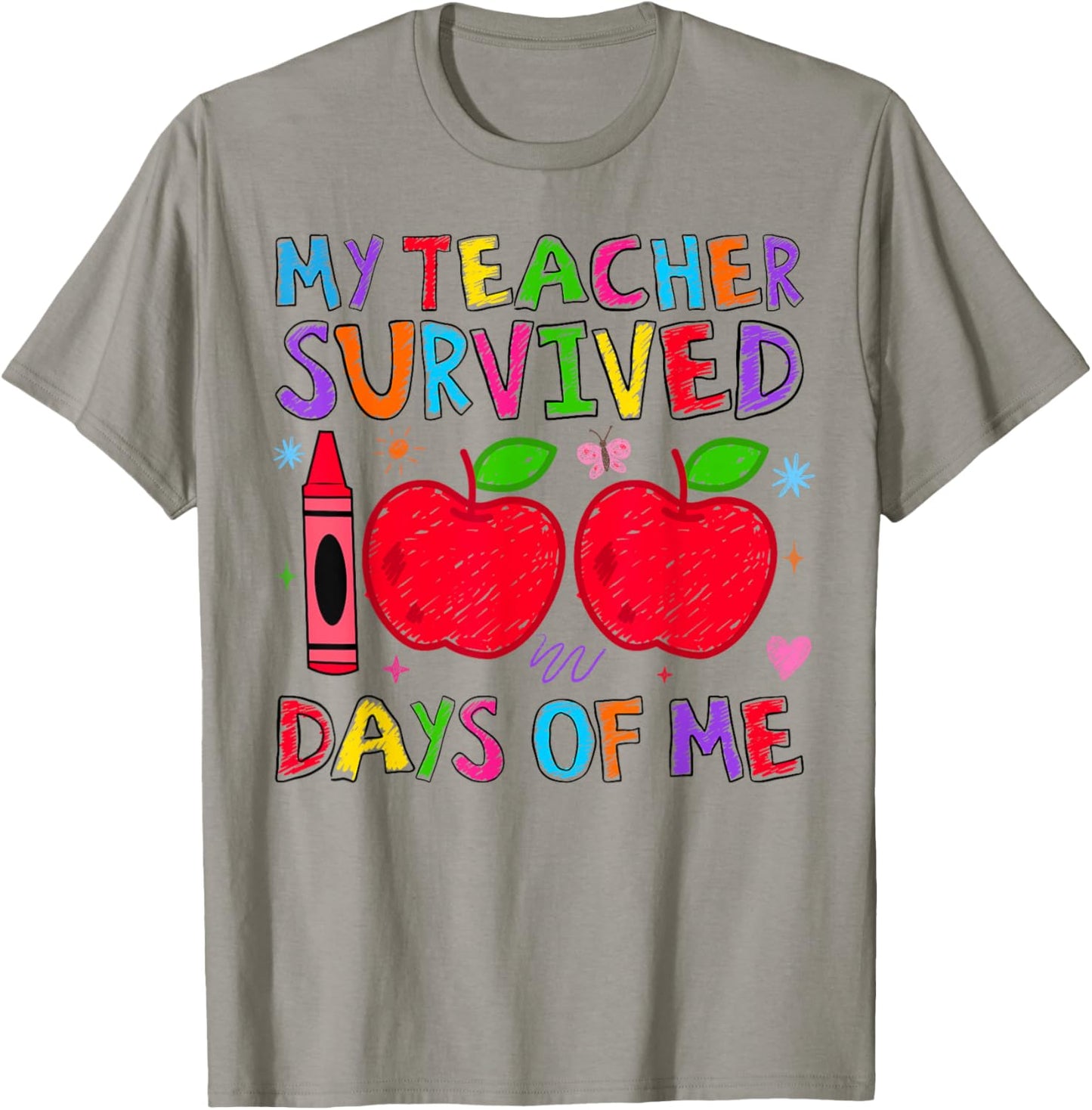 My Teacher Survived 100 Days of Me Retro Funny Students Kids T-Shirt - T-Shirt | Sand