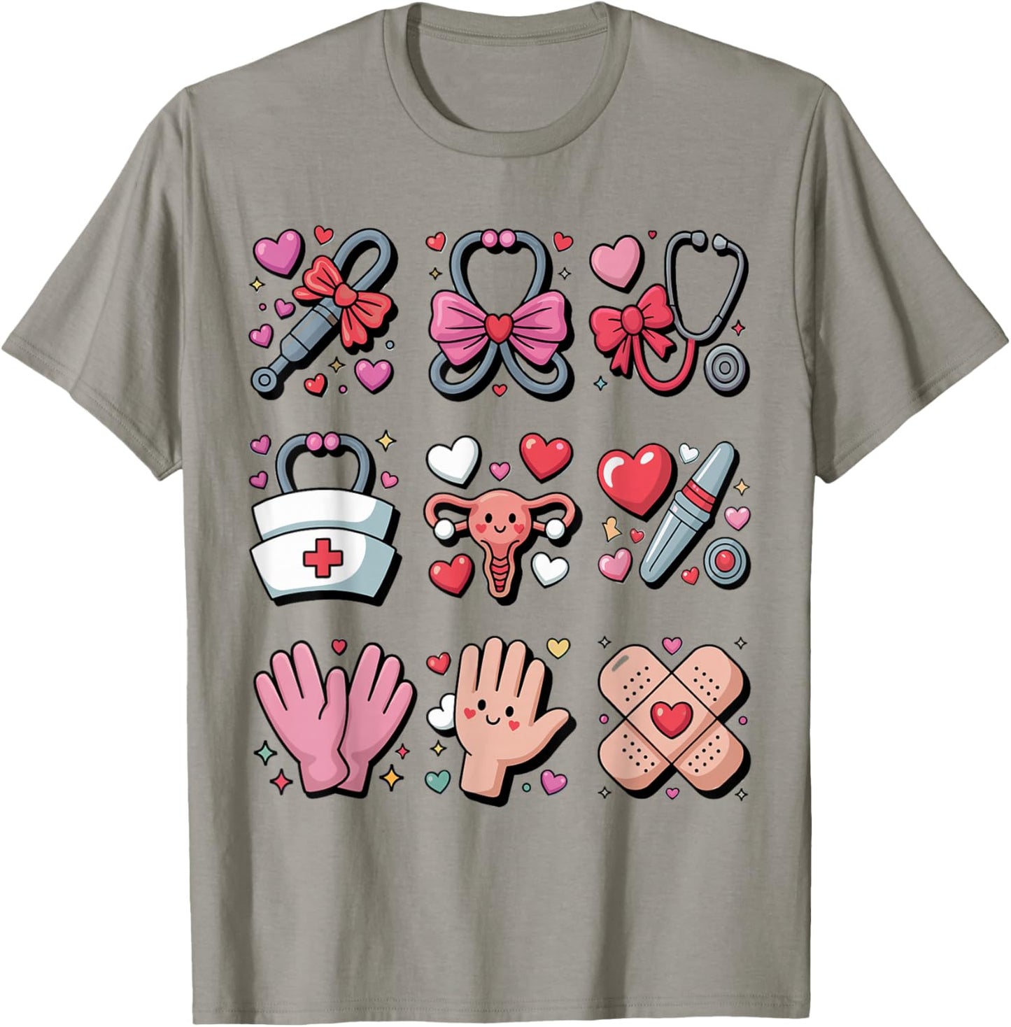 OBGYN Nurse Valentines Day Obstetrics Gynecologist L&D Heart T-Shirt - T-Shirt | Sand