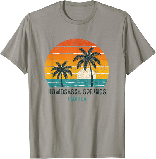 Homosassa Springs Florida Retro Vintage Souvenir Gift T-Shirt - T-Shirt | Sand