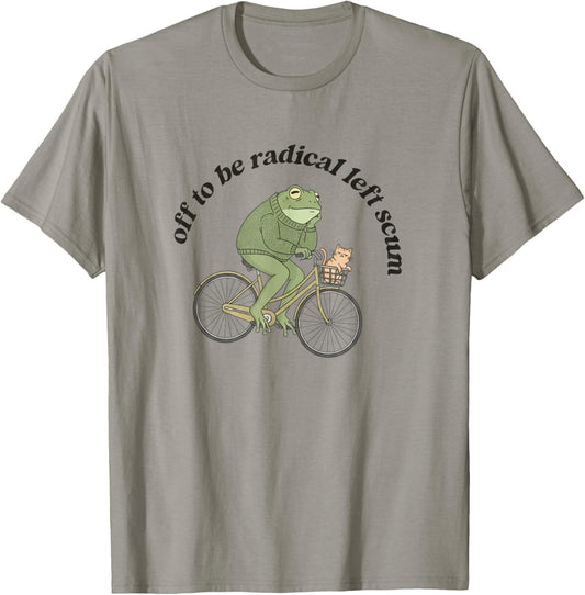 Radical Left Scum Frog Liberal and Cat Leftist Statement T-Shirt - T-Shirt | Sand