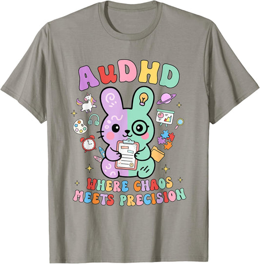 Neurodiversity Cute ADHD Autism AuDHD Therapist Nurse T-Shirt - T-Shirt | Sand