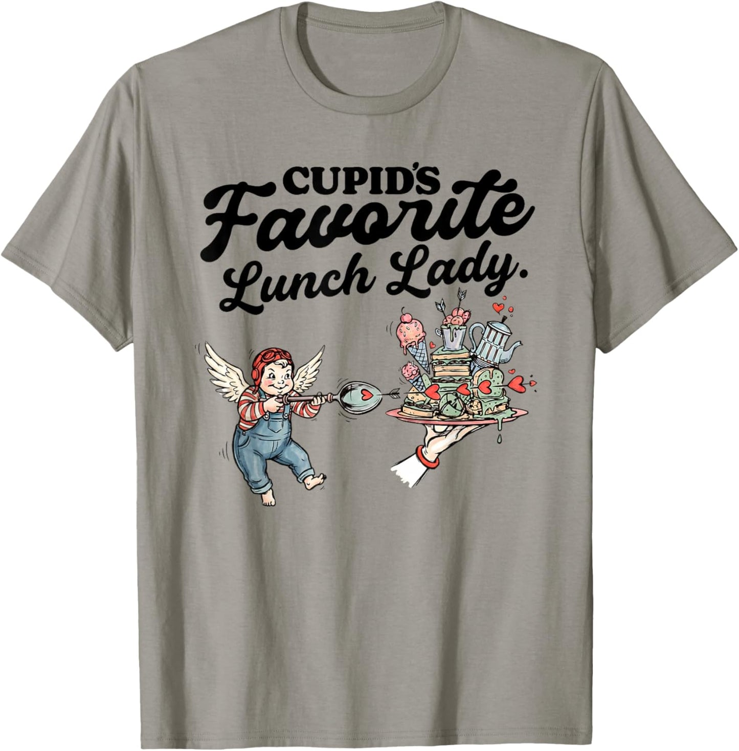 Cupids Favorite Lunch Lady Valentine Day Love Lunch Lady T-Shirt - T-Shirt | Sand