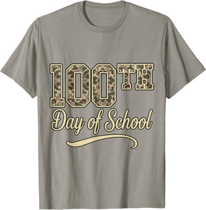 Retro 100 Day of School Boys Camo 100th Day of School Kids T-Shirt - T-Shirt | Sand