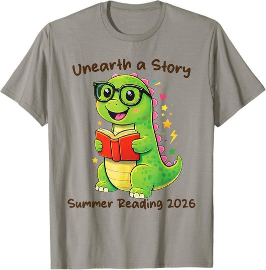 Unearth a Story Summer Reading 2026 Men Women Kids T-Shirt - T-Shirt | Sand
