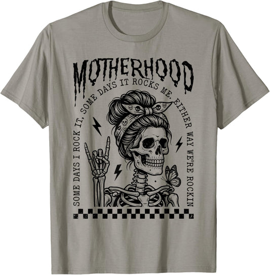 Motherhood Sometimes I Rock It Sometimes It Rocks Me T-Shirt - T-Shirt | Sand