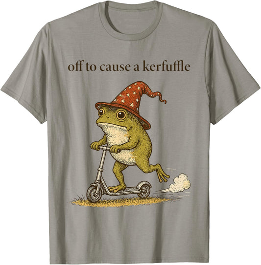 Funny Frog Humor Saying Off to Cause a Kerfuffle T-Shirt - T-Shirt | Sand
