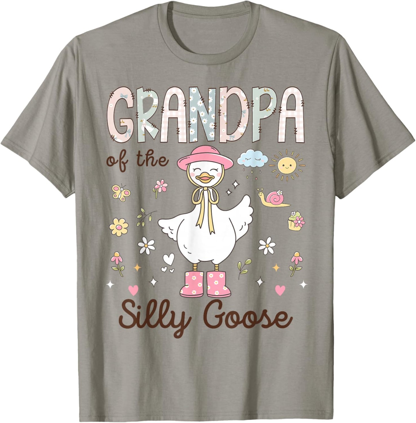 Grandpa of The Silly Goose First Birthday Girl Family T-Shirt - T-Shirt | Sand