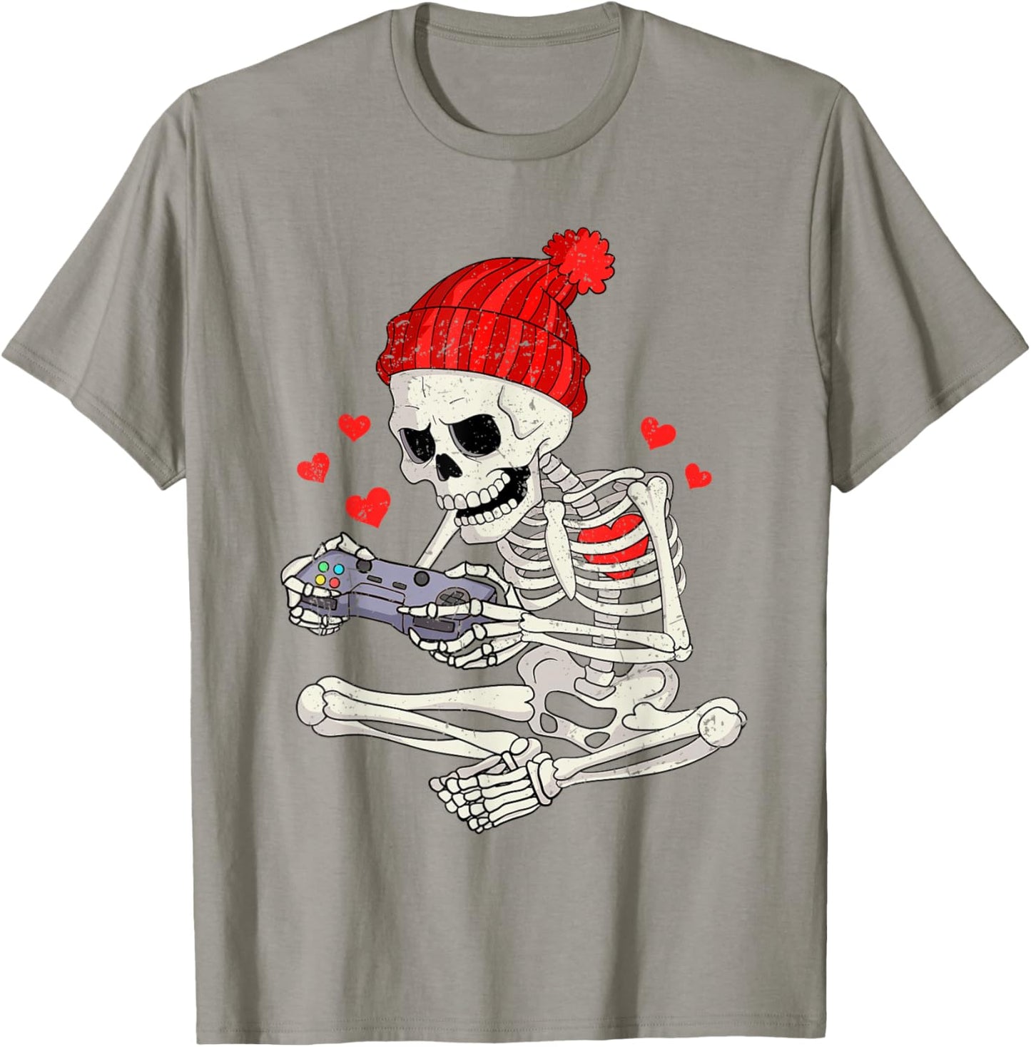 Funny Boys Valentines Skeleton Gamer Video Games Gaming T-Shirt - T-Shirt | Sand
