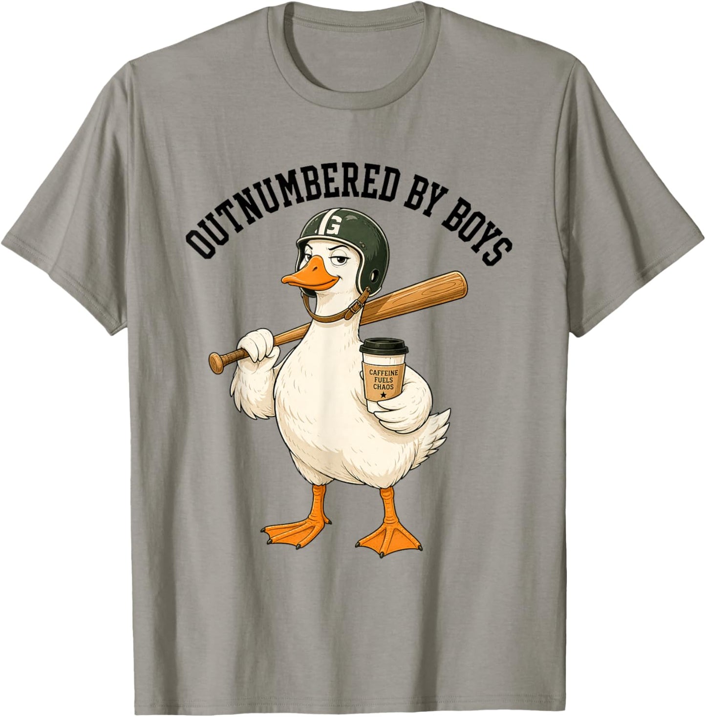 Funny Boy Goose Mothers Day Outnumbered By Boys Baseball T-Shirt - T-Shirt | Sand