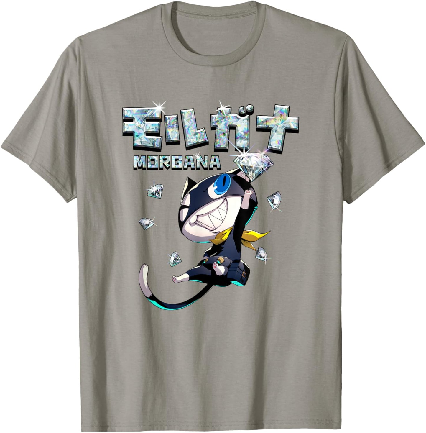 Persona 5 Morgana with Kanji and Diamonds RPG Video Game T-Shirt - T-Shirt | Sand