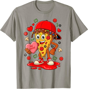 Funny Pizza Cartoon Slice Love Heart Valentine Art T-Shirt - T-Shirt | Sand