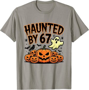 Haunted by 67 – Funny Ghost and Pumpkin Halloween Costume T-Shirt - T-Shirt | Sand