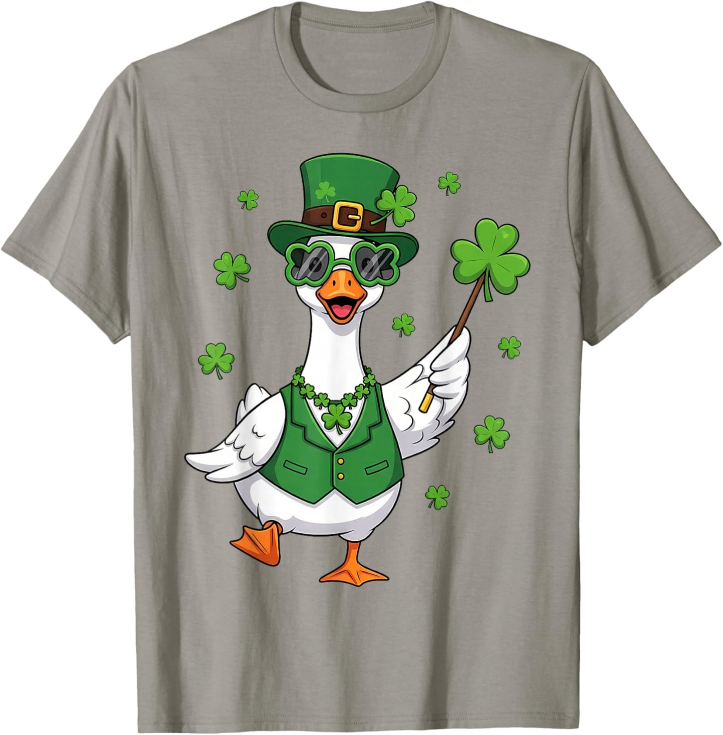 Funny St Patricks Day Goose Shamrock Leprechaun T-Shirt - T-Shirt | Sand