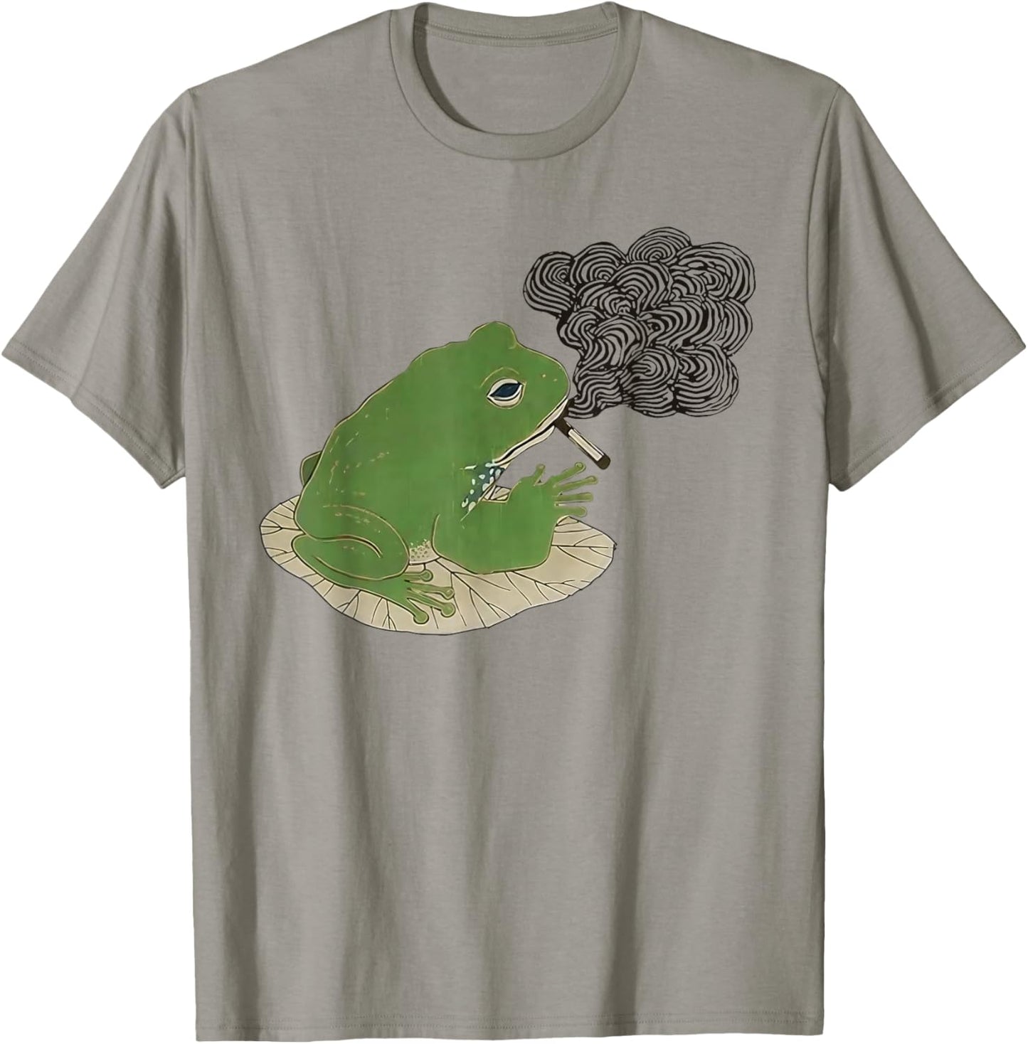 Tired Japanese Frog Funny Smoking Frog Meme Cigarette Gen Z T-Shirt - T-Shirt | Sand