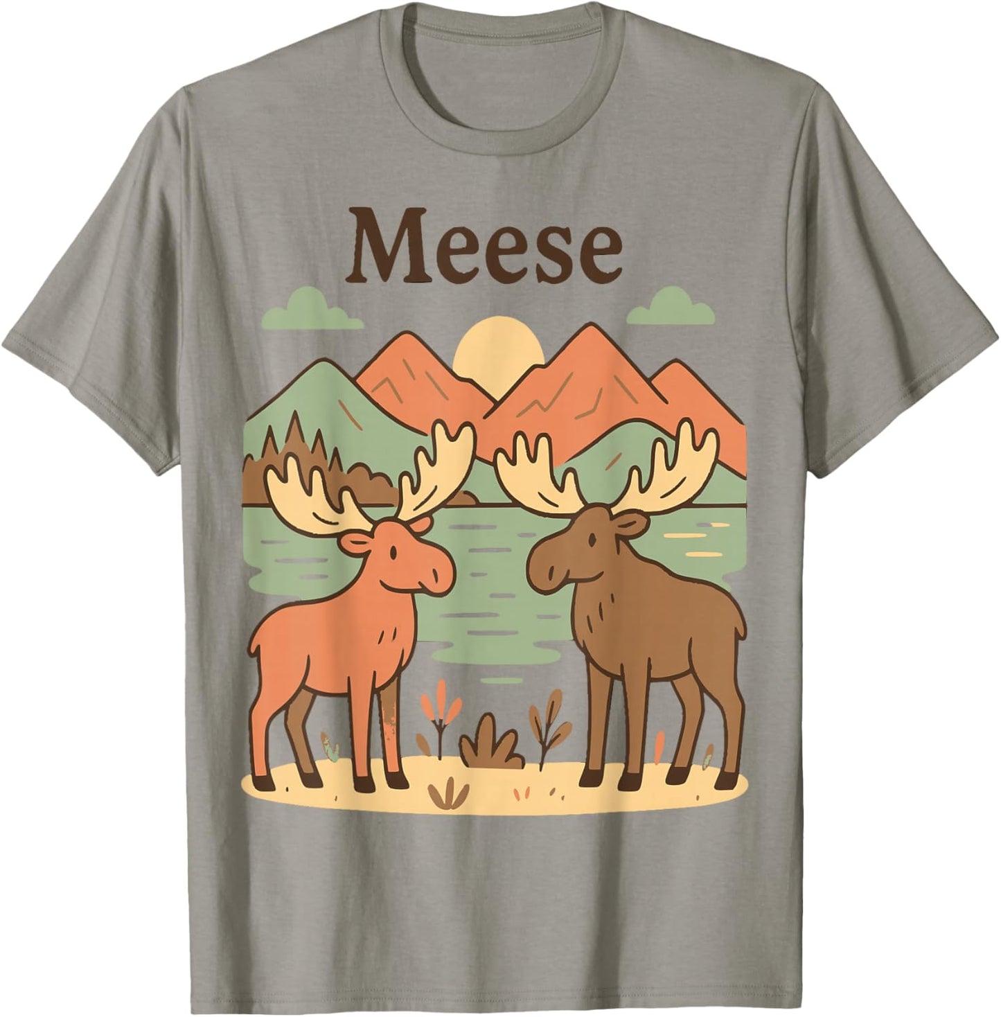 Funny Moose Meese Cute Nature Wildlife Animal Kids Men Women T-Shirt - T-Shirt | Sand
