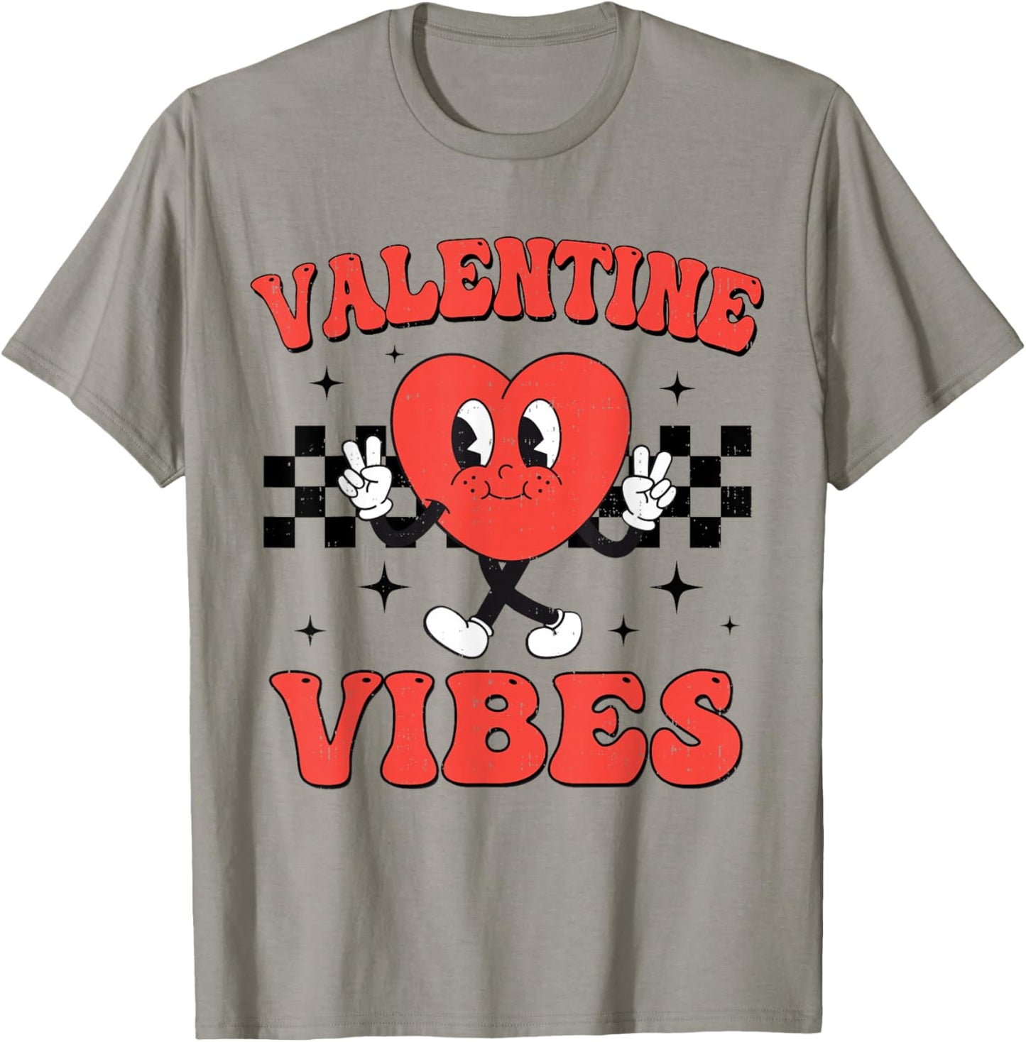 Groovy Valentine Vibes Heart Peace Valentines Day Girls Boys T-Shirt - T-Shirt | Sand