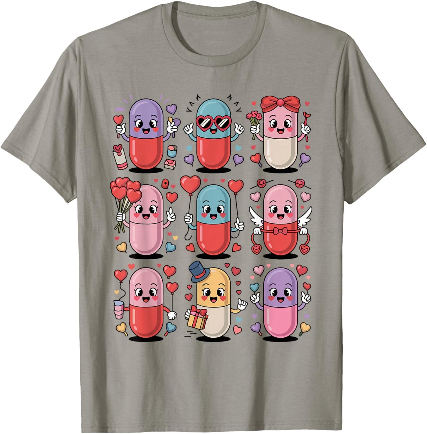 Pharmacy Valentine's Day Pills Heart Love Pharmacist Tech T-Shirt - T-Shirt | Sand