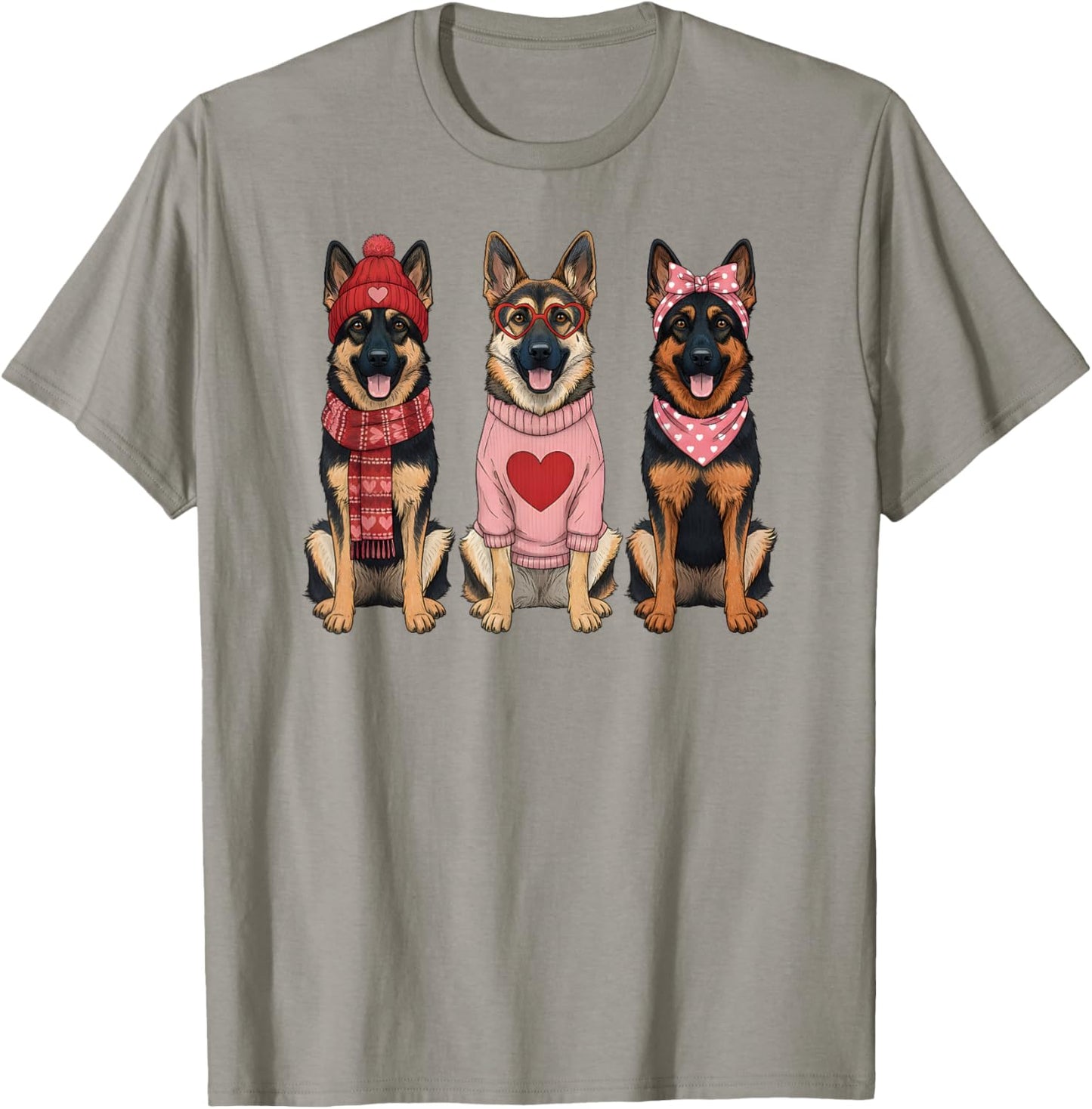 Cute German Shepherd Valentine Alsatian Dog T-Shirt - T-Shirt | Sand
