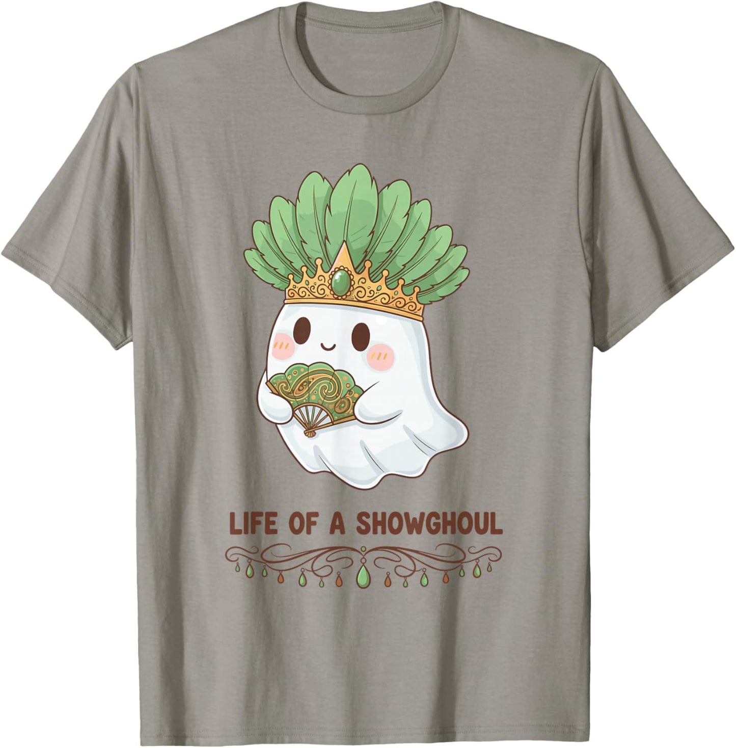 Life of a Showghoul Cute Kawaii Ghost Showgirl Design T-Shirt - T-Shirt | Sand