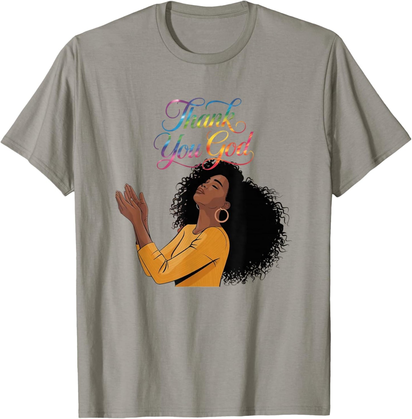 Thank You God Black Woman Prayer Faith Spiritual Design T-Shirt - T-Shirt | Sand