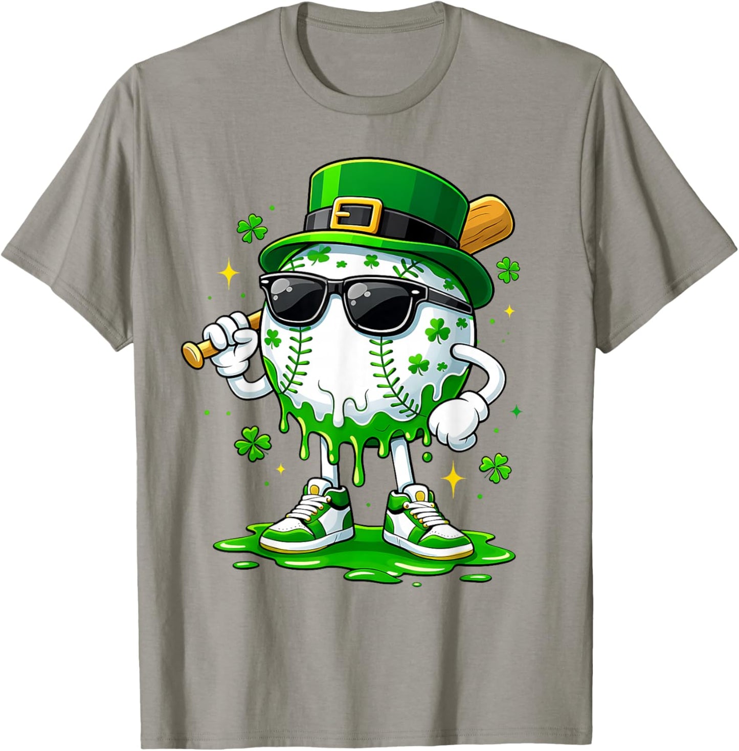 Baseball Drip Ice Cream Boys Youth Kids St Patricks Day T-Shirt - T-Shirt | Sand
