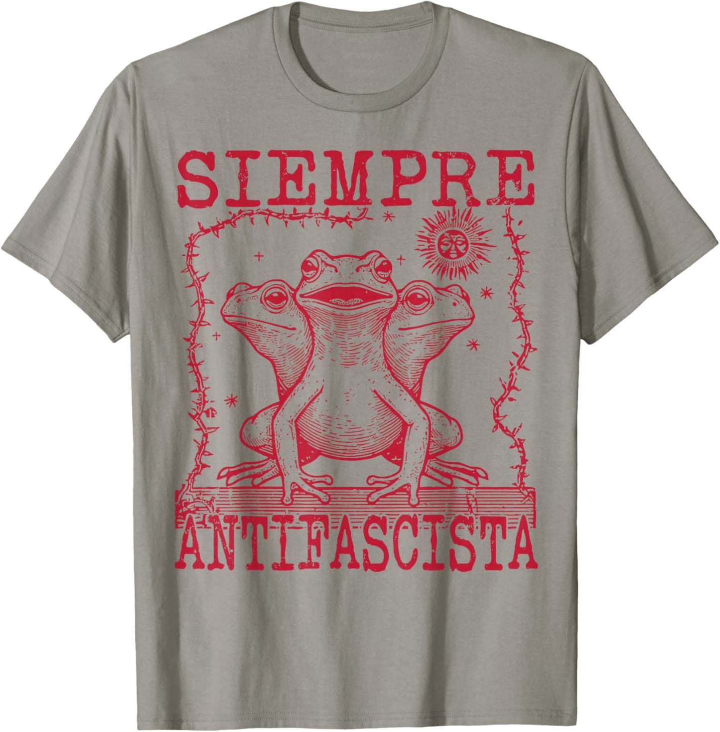 Siempre Antifascista Frog Political Protest Anti Fascism T-Shirt - T-Shirt | Sand