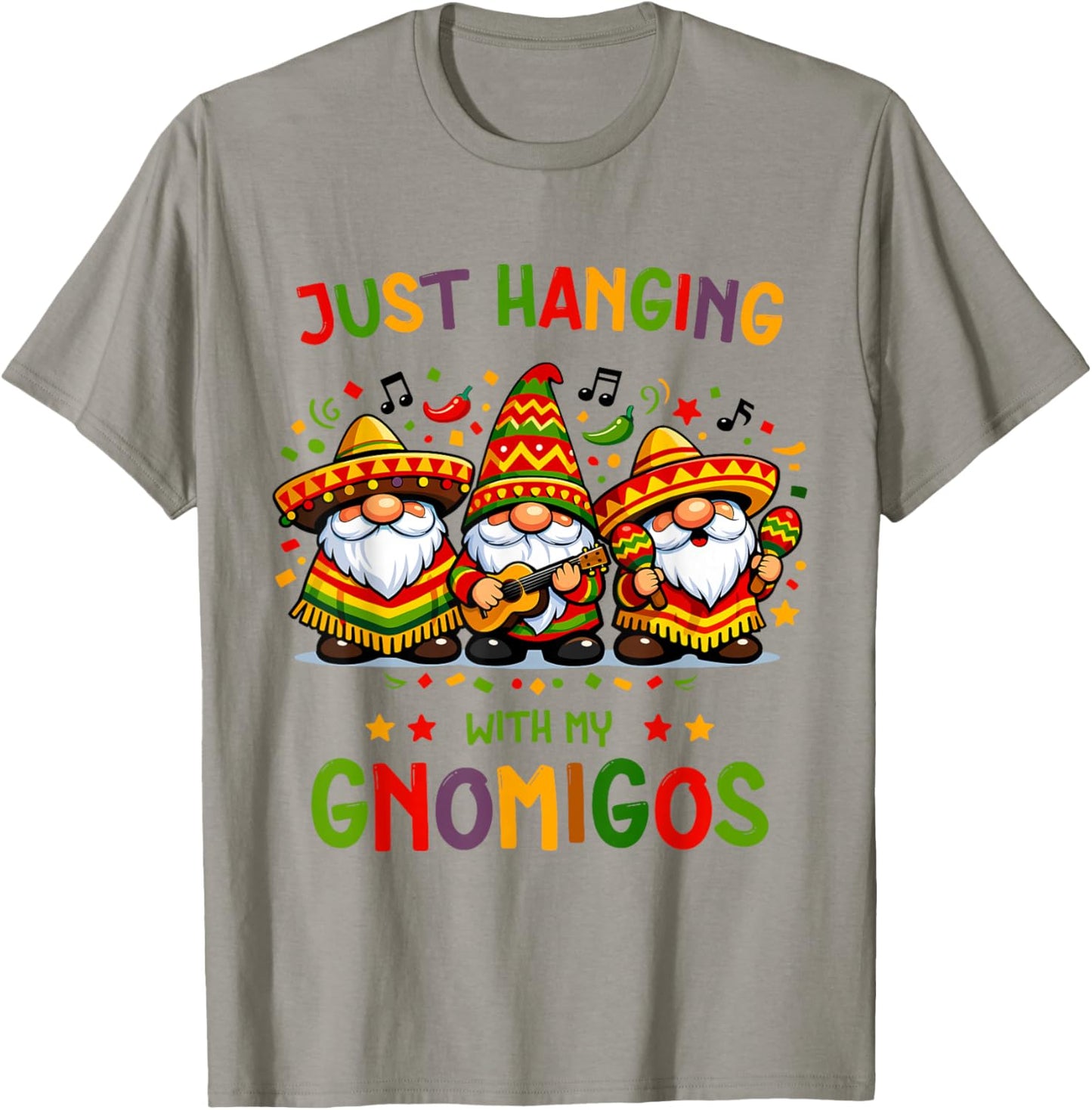 Just Hanging with My Gnomigos Cinco De Mayo Funny Mexican T-Shirt - T-Shirt | Sand
