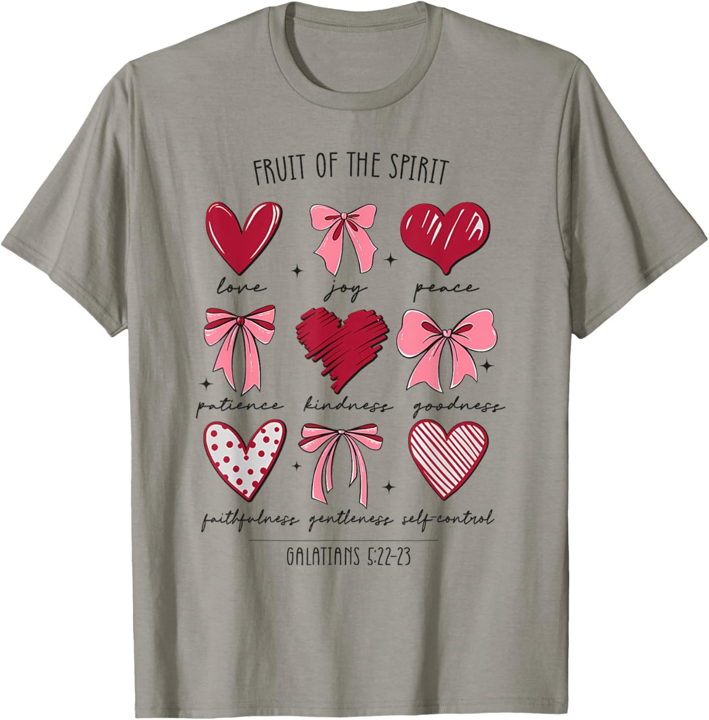 Fruit of The Spirit Christian Hearts Galatians 5:22-23 T-Shirt - T-Shirt | Sand