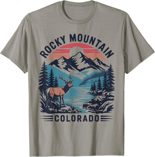 Rocky Mountain National Park Colorado Vintage Nature Graphic T-Shirt - T-Shirt | Sand