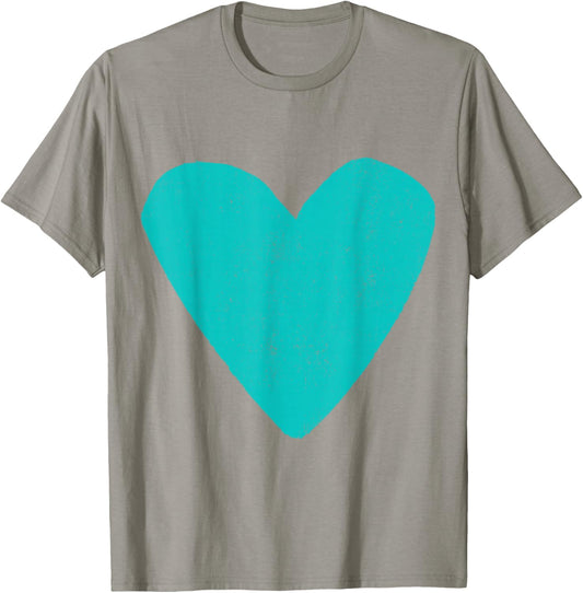 Love Heart Teal Turquoise Color Light Blue T-Shirt - T-Shirt | Sand