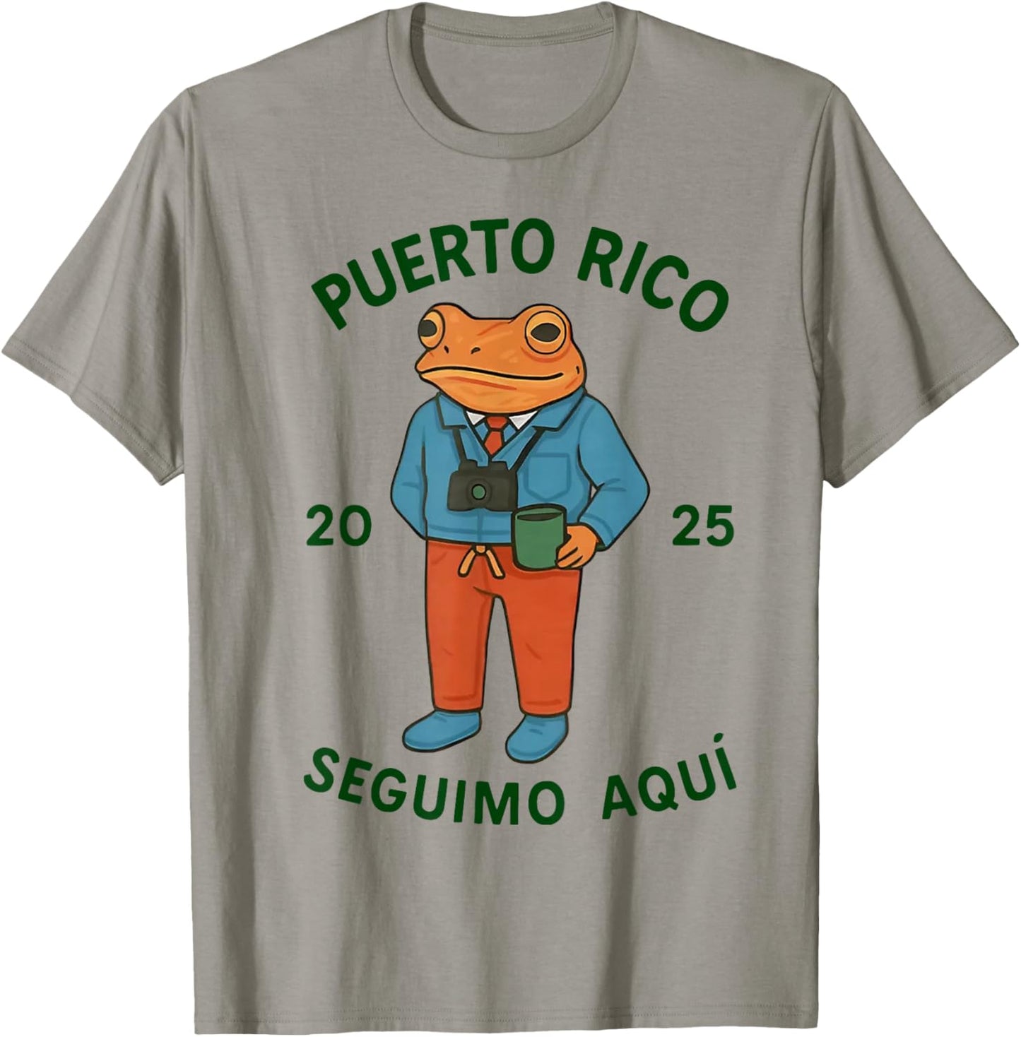 Puerto Rico Seguimo Aqui Frog 2025 T-Shirt - T-Shirt | Sand