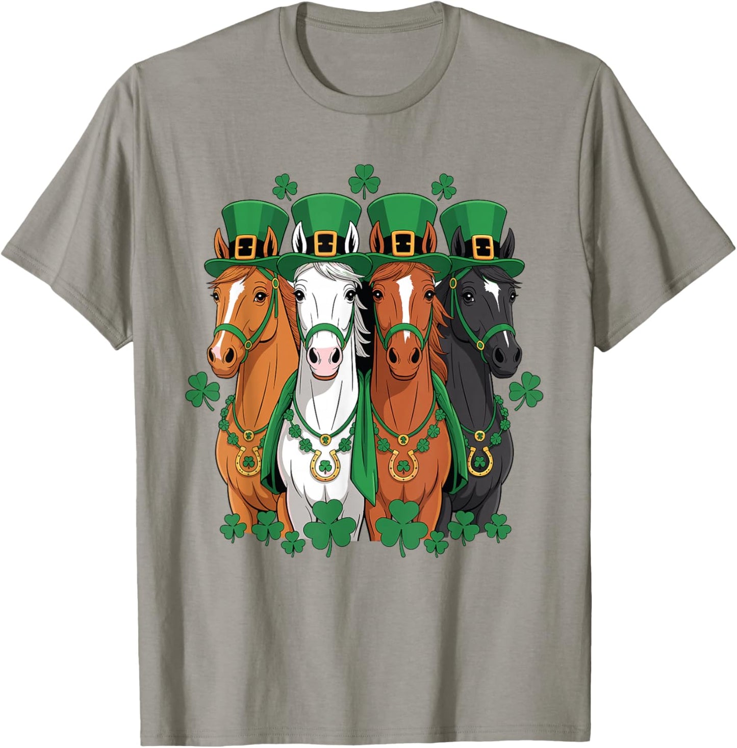 St Patricks Day Equestrian Cowboy Cowgirl Horse Lover Horses T-Shirt - T-Shirt | Sand