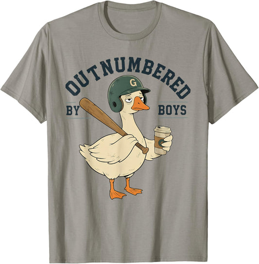 Outnumbered By Boys Goose Funny Boy Mom Life Meme T-Shirt - T-Shirt | Sand