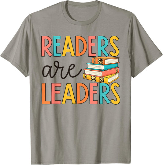 Readers are Leaders Reading Book Lovers Teacher Women Kids T-Shirt - T-Shirt | Sand