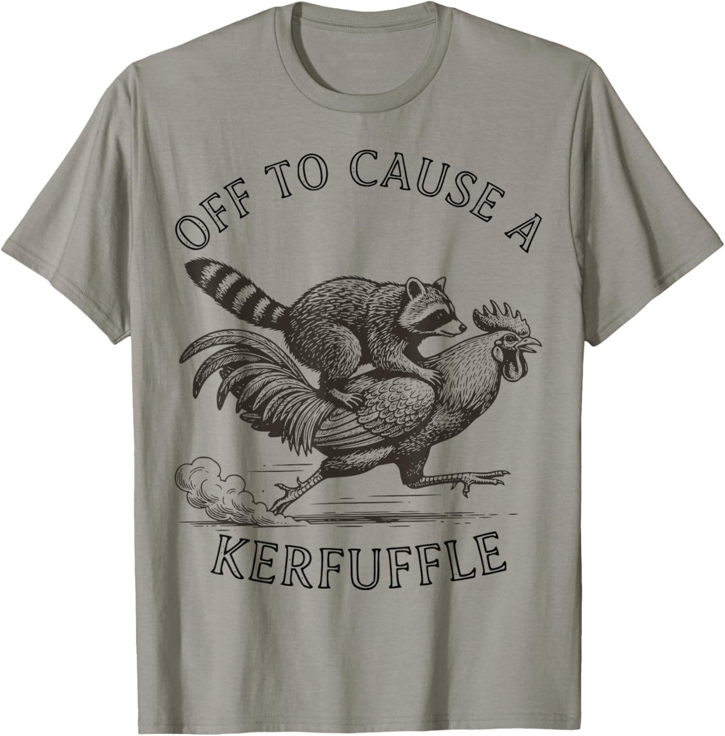 Funny Raccoon Off to Cause a kerfuffle Graphic T-Shirt - T-Shirt | Sand