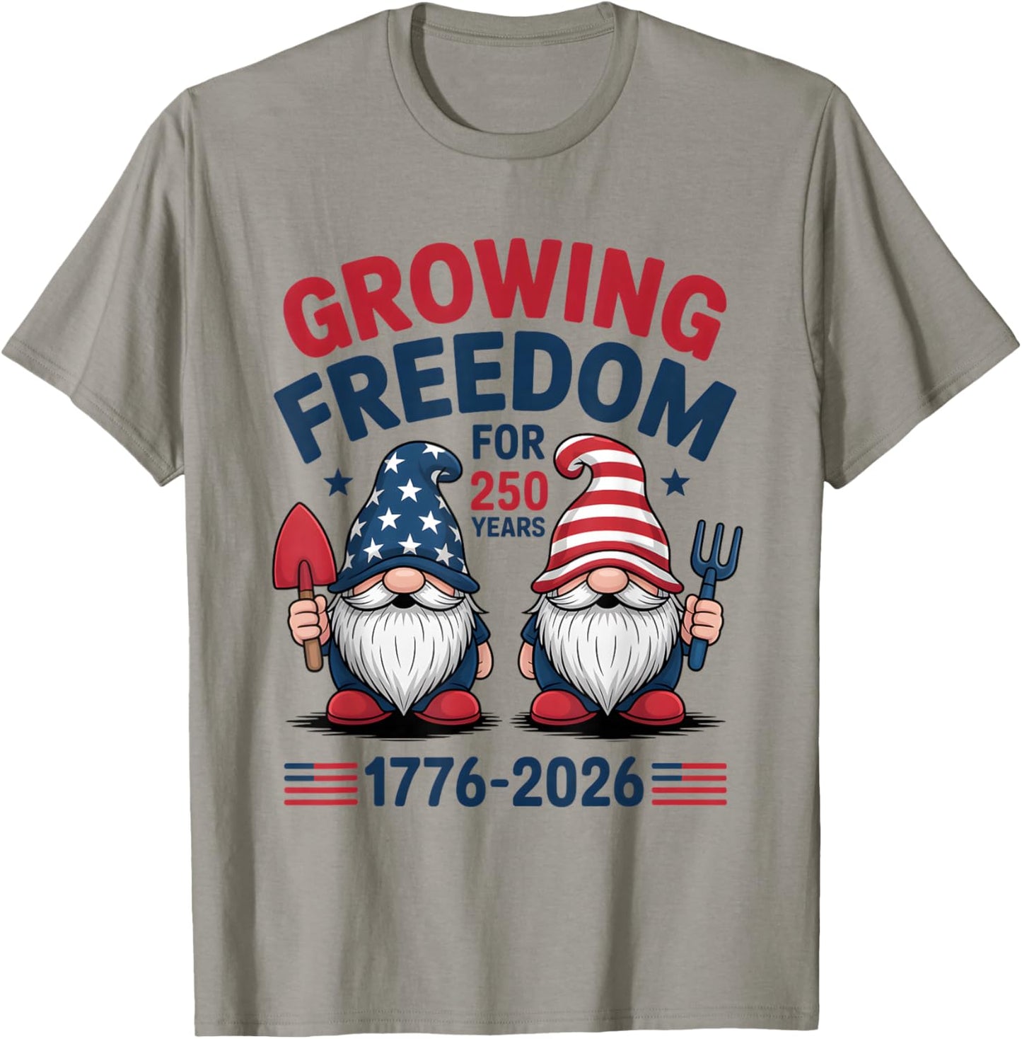 250 Years 1776-2026 250th Birthday Gardening Gnomes T-Shirt - T-Shirt | Sand