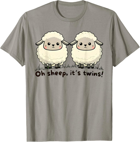 Funny Twin Mom to be T- Twin Pregnancy Announcement Gift T-Shirt - T-Shirt | Sand