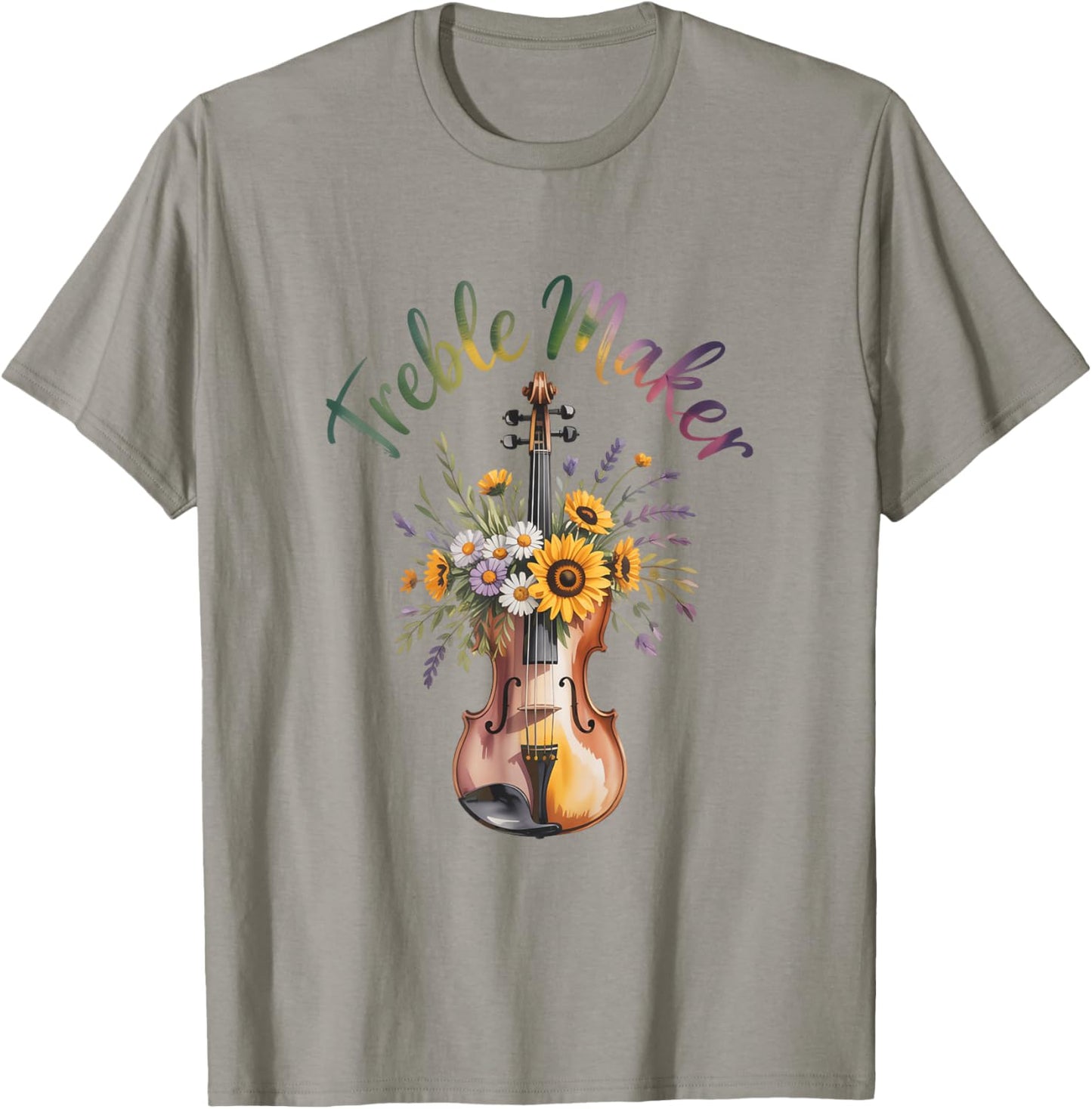 Treble Maker Violin Floral Music Pun Orchestra T-Shirt - T-Shirt | Sand
