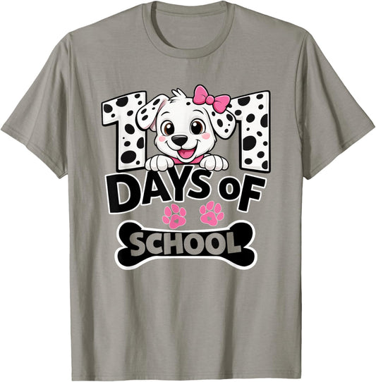 Funny 101 Days of School Dog for Kids Girls 100 Days Smarter T-Shirt - T-Shirt | Sand