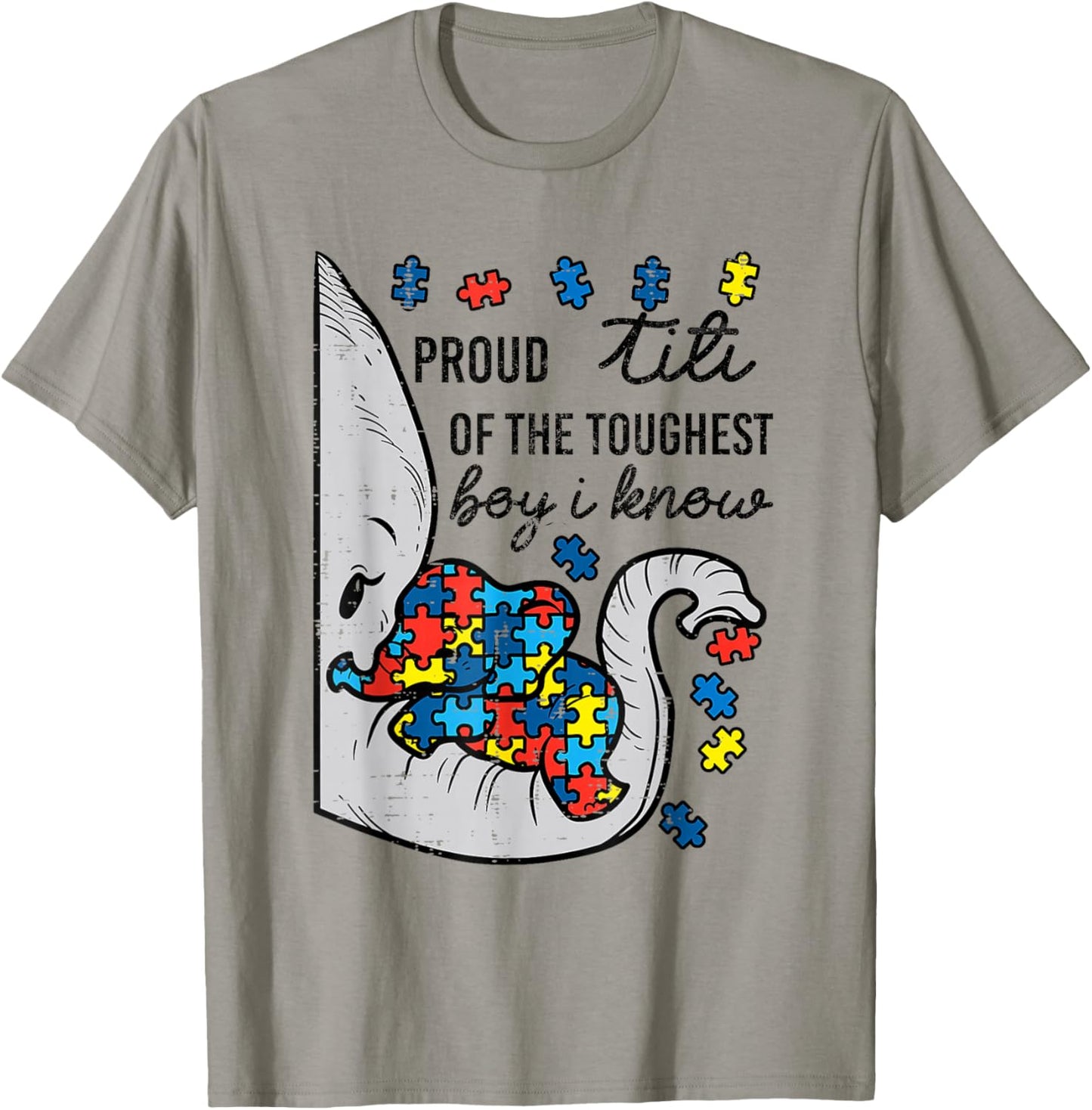 Proud Titi of The Toughest Boy Elephant Autism Awareness T-Shirt - T-Shirt | Sand