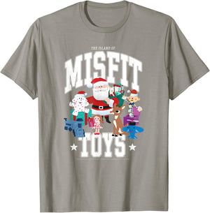 Rudolph Island of Misfit Toys Varsity Style Retro Christmas T-Shirt - T-Shirt | Sand